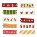 Christmas cacti washi tapes collection Royalty Free Stock Photo