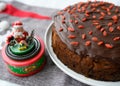 Christmas cake with alcohol. Royalty Free Stock Photo
