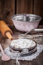 Christmas cake with baking utensils Royalty Free Stock Photo