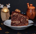 Christmas cake with chocolate