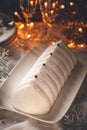 Christmas Cake Or French Christmas Cake call `BÃÂ»che de NoÃÂ«l` in France Royalty Free Stock Photo