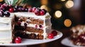 Christmas cake, holiday recipe and home baking, pudding with creamy icing for cosy winter holidays tea in the English country