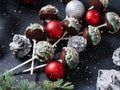 Christmas cake pops tree on black Royalty Free Stock Photo