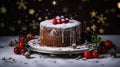 Christmas cake recipe ideas. Cranberry christmas cake decorations. Christmas cake glazed and decorated with sugared cranberries