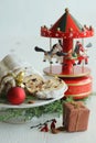 Christmas cake - Stollen, bauble and carousel music box