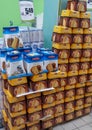 Christmas cakes Panettone and Pandoro in a supermarket in Rome