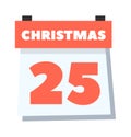 christmas calendar. 25 december xmas new year date, holiday party decoration attributes. vector cartoon objects.