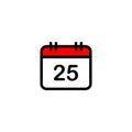 Christmas calendar day flat icon. December, 25, New Year concept. Vector on isolated white background. EPS 10 Royalty Free Stock Photo