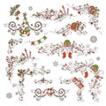 Christmas calligraphic page decorations and dividers. Royalty Free Stock Photo