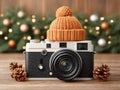 Christmas camera as a gift Royalty Free Stock Photo