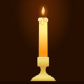 Candlelight on Vintage Candlestick in Illustration Vector