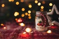 Christmas candle background, christmas lights bokeh, candle light Royalty Free Stock Photo