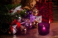 Christmas violet candle Royalty Free Stock Photo