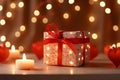 christmas candle and box christmas candle and gift christmas gift box Royalty Free Stock Photo