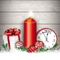 Christmas Candle Clock Gift Baubles Wood