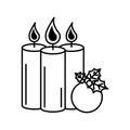 Christmas candle and holly berry icon on white background Royalty Free Stock Photo