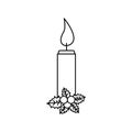 Christmas candle and holly berry icon on white background Royalty Free Stock Photo