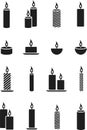 Christmas candle icon. Holiday accessories set.