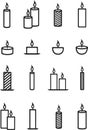 Christmas candle line icon. Holiday accessories set.