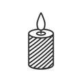 Christmas Candle Outline Flat Icon on White