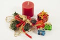 Christmas Candle and Presents Royalty Free Stock Photo