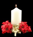 Christmas Candle Red Flowers