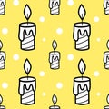 Christmas candle seamless vector colored background in flat style. new year, holiday