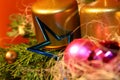 Christmas candle and star Royalty Free Stock Photo