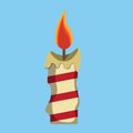 Christmas Candle, XMas icon. Cartoon style. Vector Illustration