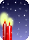 Red candles on blue background, Christmas, background, fantasy. Royalty Free Stock Photo