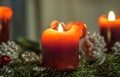 Christmas candles burning - 1 Royalty Free Stock Photo