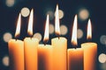 Christmas candles burning and lights Royalty Free Stock Photo