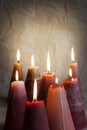 Christmas candles. Decoration on crumpled paper background Royalty Free Stock Photo