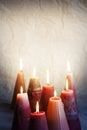 Christmas candles. Decoration on crumpled paper background Royalty Free Stock Photo