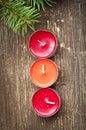 Christmas Candles Decoration and Fir Tree Royalty Free Stock Photo