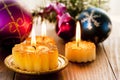 Christmas candles and decorations Royalty Free Stock Photo