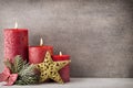 Christmas candles and lights. Christmas background. Royalty Free Stock Photo