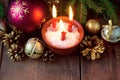 Christmas candles and ornaments Royalty Free Stock Photo