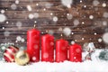 Christmas candles with ornaments Royalty Free Stock Photo