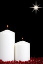 Christmas Candles with red beads Royalty Free Stock Photo