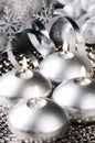 Christmas candles in silver tone Royalty Free Stock Photo