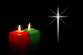 Christmas Candles with star light Royalty Free Stock Photo