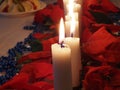 Christmas candles on the table Royalty Free Stock Photo