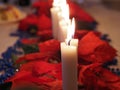 Christmas candles on the table Royalty Free Stock Photo