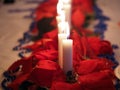 Christmas candles on the table Royalty Free Stock Photo