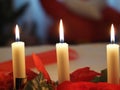 Christmas candles on the table Royalty Free Stock Photo