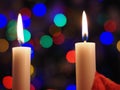 Christmas candles on the table Royalty Free Stock Photo