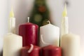 Christmas candles white and red Royalty Free Stock Photo