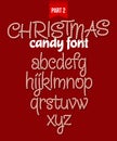 Christmas Candy cane alphabet. Vector illustration