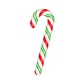 Christmas candy cane. Christmas stick. Traditional xmas candy with red, green and white stripes. Santa caramel cane with